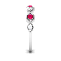 Vintage Style Ruby Diamond Half Eternity Ring for Women