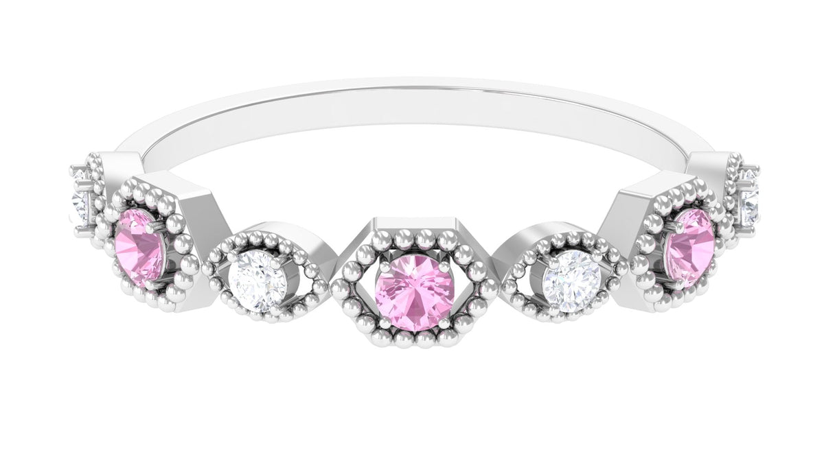 Pink Tourmaline and Diamond Eternity Wedding Band