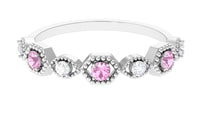 Pink Tourmaline and Diamond Eternity Wedding Band