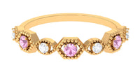 Pink Tourmaline and Diamond Eternity Wedding Band