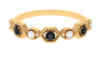 Black Spinel and Diamond Half Eternity Ring in Prong Setting
