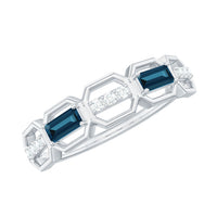 Natural London Blue Topaz Designer Eternity Band with Diamond