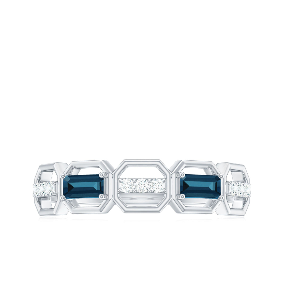 Natural London Blue Topaz Designer Eternity Band with Diamond