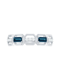 Natural London Blue Topaz Designer Eternity Band with Diamond