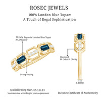 Natural London Blue Topaz Designer Eternity Band with Diamond