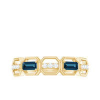 Natural London Blue Topaz Designer Eternity Band with Diamond