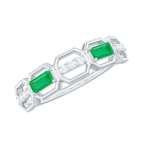 Natural Baguette Emerald Diamond Anniversary Band Ring in East West Style