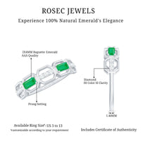 Natural Baguette Emerald Diamond Anniversary Band Ring in East West Style
