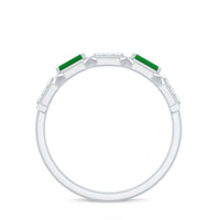Natural Baguette Emerald Diamond Anniversary Band Ring in East West Style