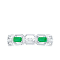 Natural Baguette Emerald Diamond Anniversary Band Ring in East West Style