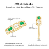 Natural Baguette Emerald Diamond Anniversary Band Ring in East West Style