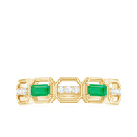 Natural Baguette Emerald Diamond Anniversary Band Ring in East West Style