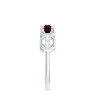 Genuine Baguette Garnet Diamond Wedding Band Ring