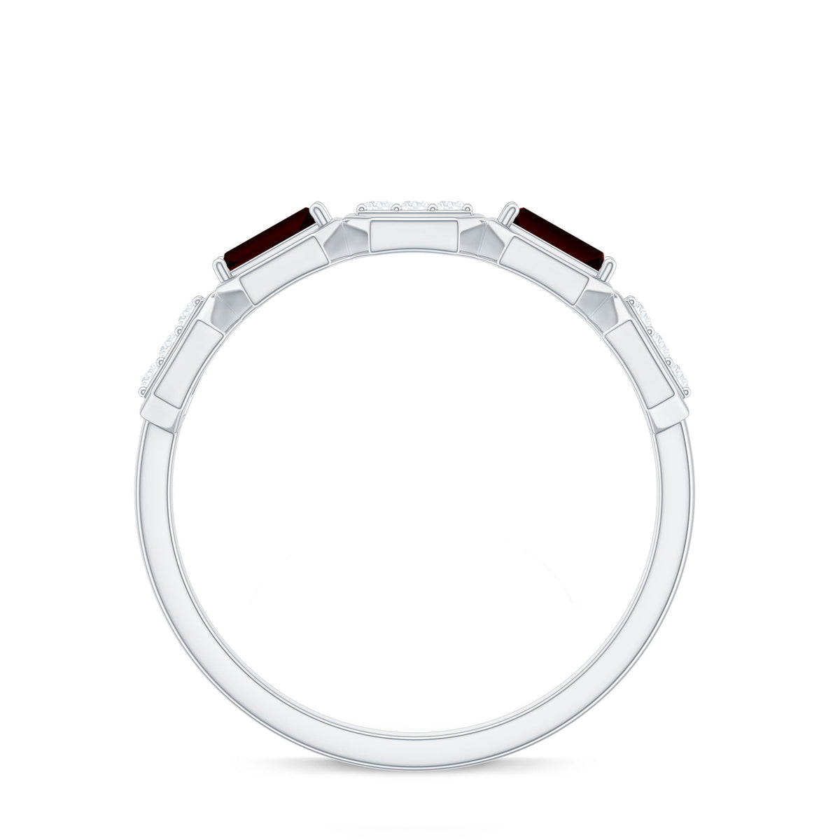 Genuine Baguette Garnet Diamond Wedding Band Ring