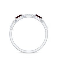 Genuine Baguette Garnet Diamond Wedding Band Ring