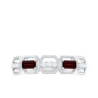 Genuine Baguette Garnet Diamond Wedding Band Ring