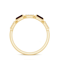 Genuine Baguette Garnet Diamond Wedding Band Ring