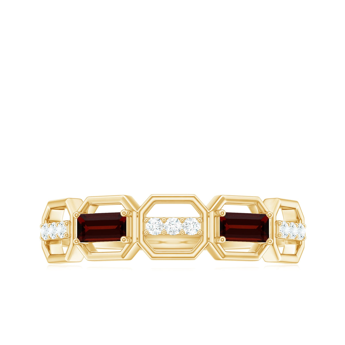 Genuine Baguette Garnet Diamond Wedding Band Ring