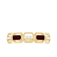 Genuine Baguette Garnet Diamond Wedding Band Ring