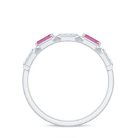 Pink Tourmaline and Diamond Geometric Half Eternity Ring