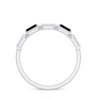 Natural Baguette Black Spinel Diamond Geometric Band Ring