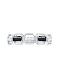 Natural Baguette Black Spinel Diamond Geometric Band Ring