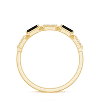 Natural Baguette Black Spinel Diamond Geometric Band Ring