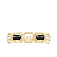 Natural Baguette Black Spinel Diamond Geometric Band Ring