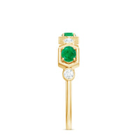 Classic Oval Emerald Diamond Half Eternity Band Ring in East West Style