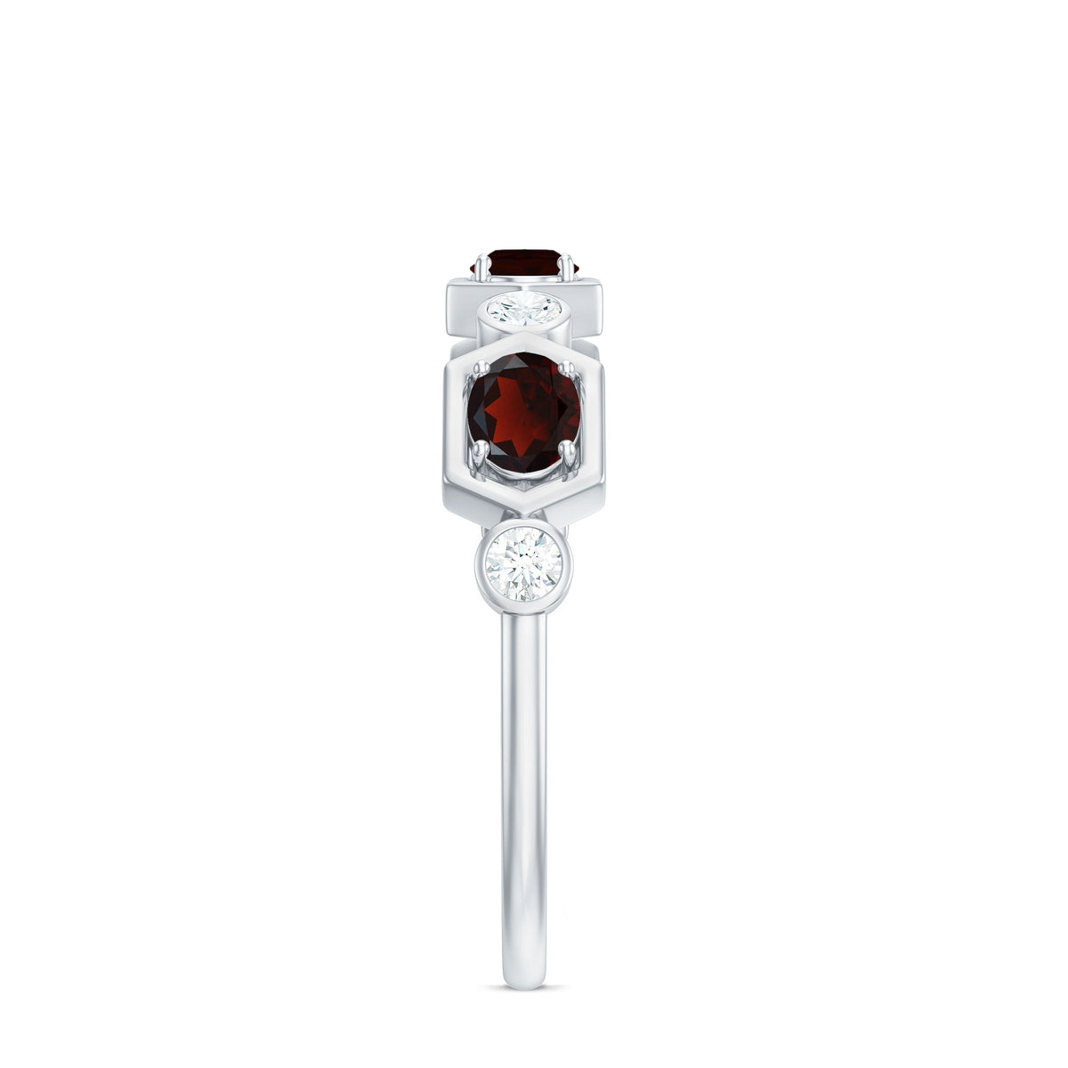 Natural Garnet Diamond Wedding Band With Certificate