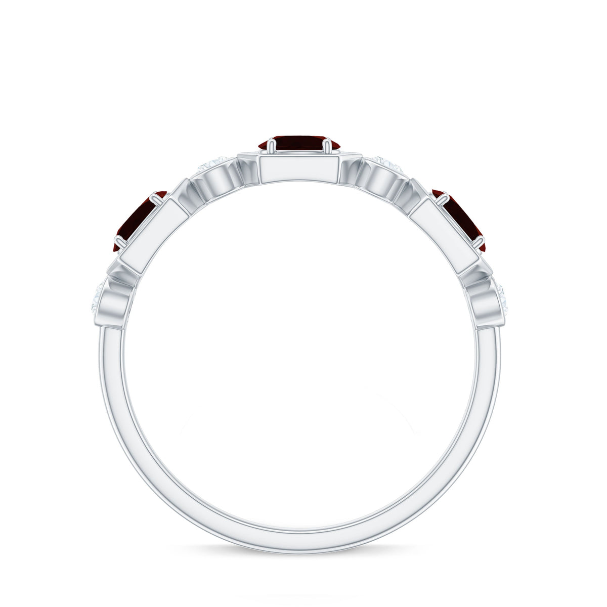 Natural Garnet Diamond Wedding Band With Certificate