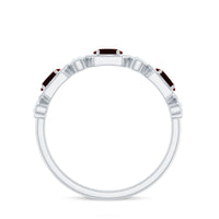 Natural Garnet Diamond Wedding Band With Certificate