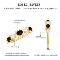 Natural Garnet Diamond Wedding Band With Certificate