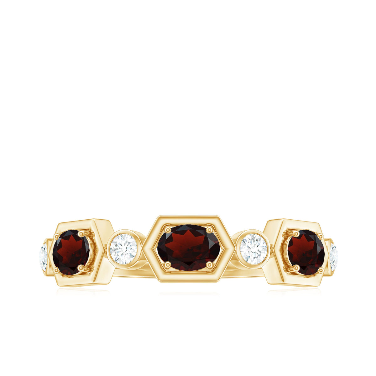 Natural Garnet Diamond Wedding Band With Certificate