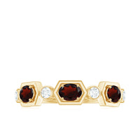 Natural Garnet Diamond Wedding Band With Certificate