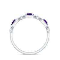 East West Style Amethyst Half Eternity Ring with Diamond