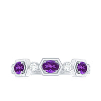 East West Style Amethyst Half Eternity Ring with Diamond