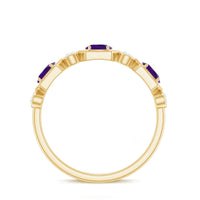 East West Style Amethyst Half Eternity Ring with Diamond