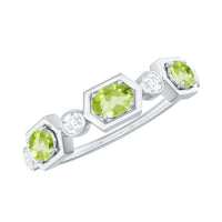 Natural Oval Peridot Diamond Half Eternity Ring for Women