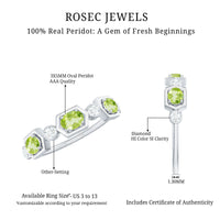 Natural Oval Peridot Diamond Half Eternity Ring for Women