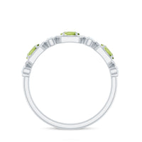 Natural Oval Peridot Diamond Half Eternity Ring for Women