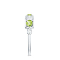 Natural Oval Peridot Diamond Half Eternity Ring for Women