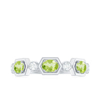 Natural Oval Peridot Diamond Half Eternity Ring for Women