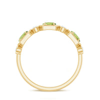 Natural Oval Peridot Diamond Half Eternity Ring for Women