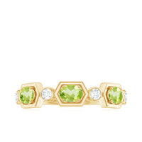 Natural Oval Peridot Diamond Half Eternity Ring for Women