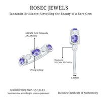 Real Tanzanite and Diamond Half Eternity Ring