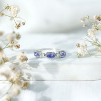 Real Tanzanite and Diamond Half Eternity Ring