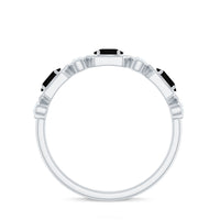 Real Black Spinel Diamond Half Eternity Ring in East West Style
