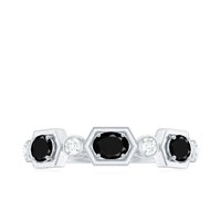 Real Black Spinel Diamond Half Eternity Ring in East West Style
