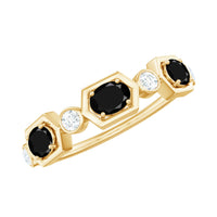 Real Black Spinel Diamond Half Eternity Ring in East West Style